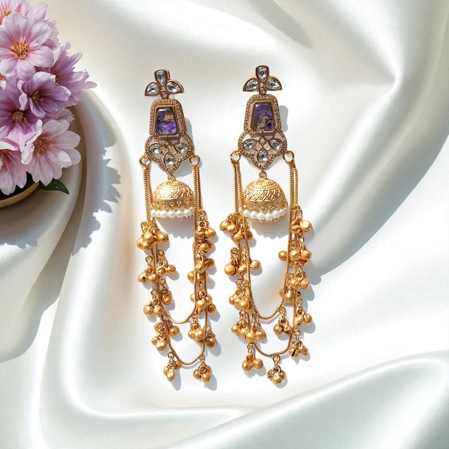 Royal Raani Kundan Kashmiri Jhumka Earrings