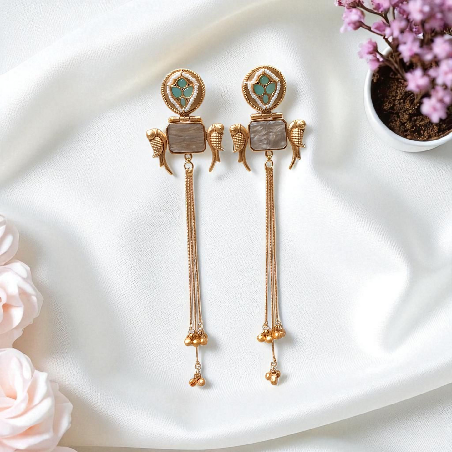Vamika Heritage Drop Kashmiri Earrings