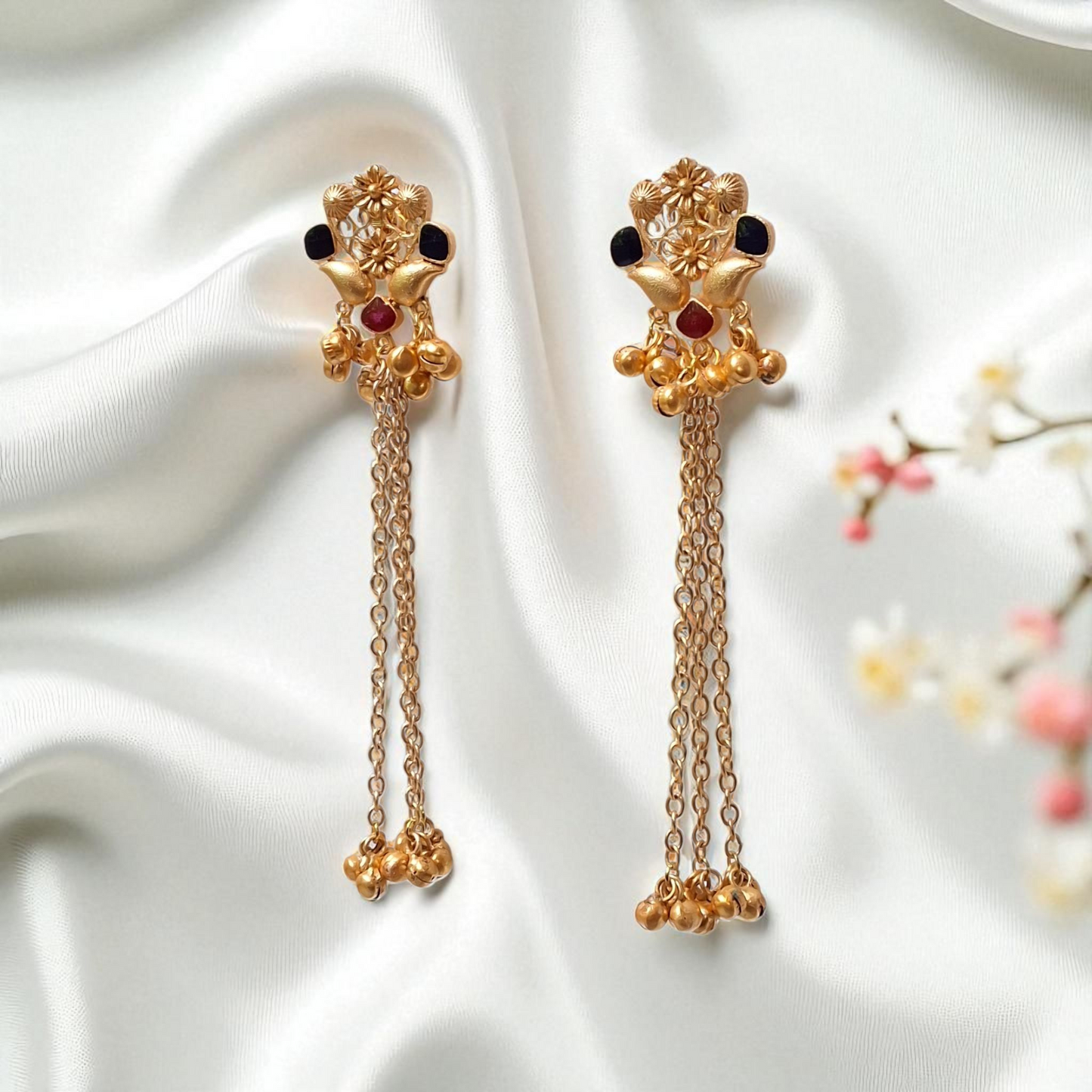Floral Sparrow Kashmiri Earrings