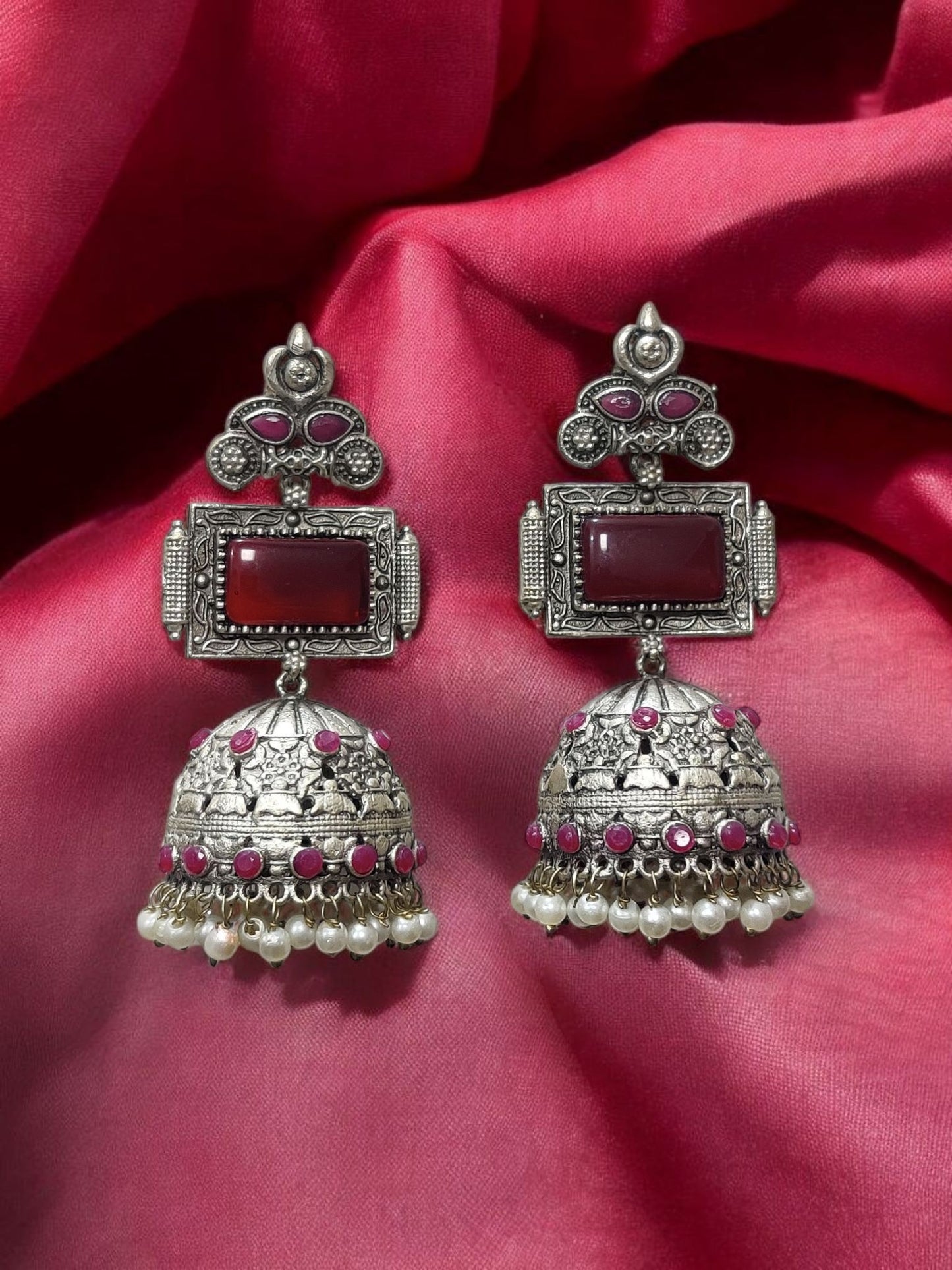 Royal Sapphire Oxidized Jhumka