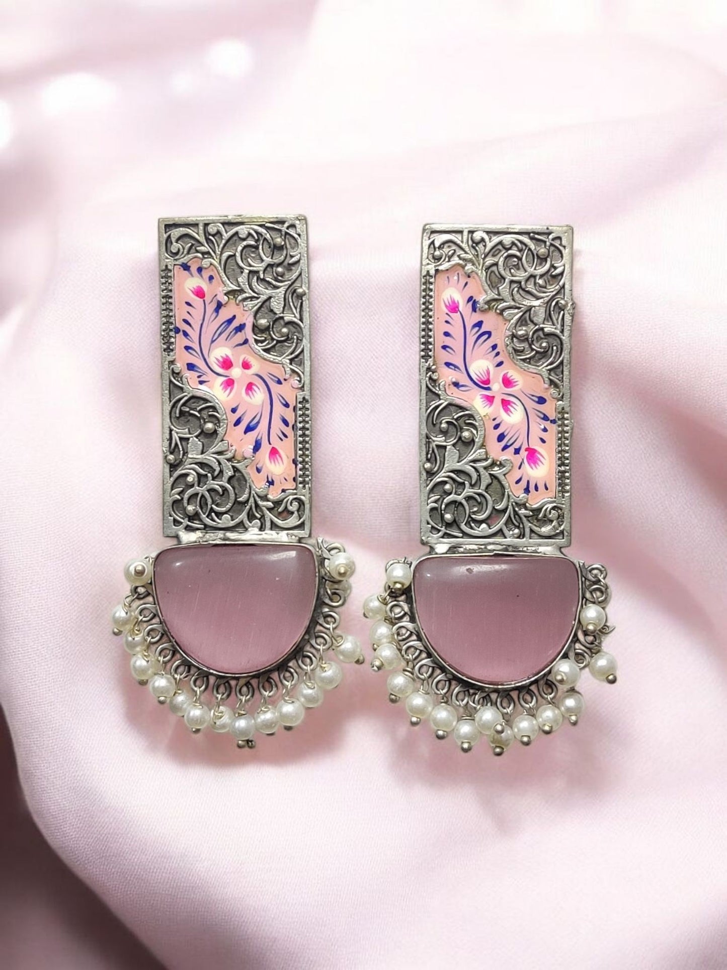Pastel Flutter Oxidised Earrings
