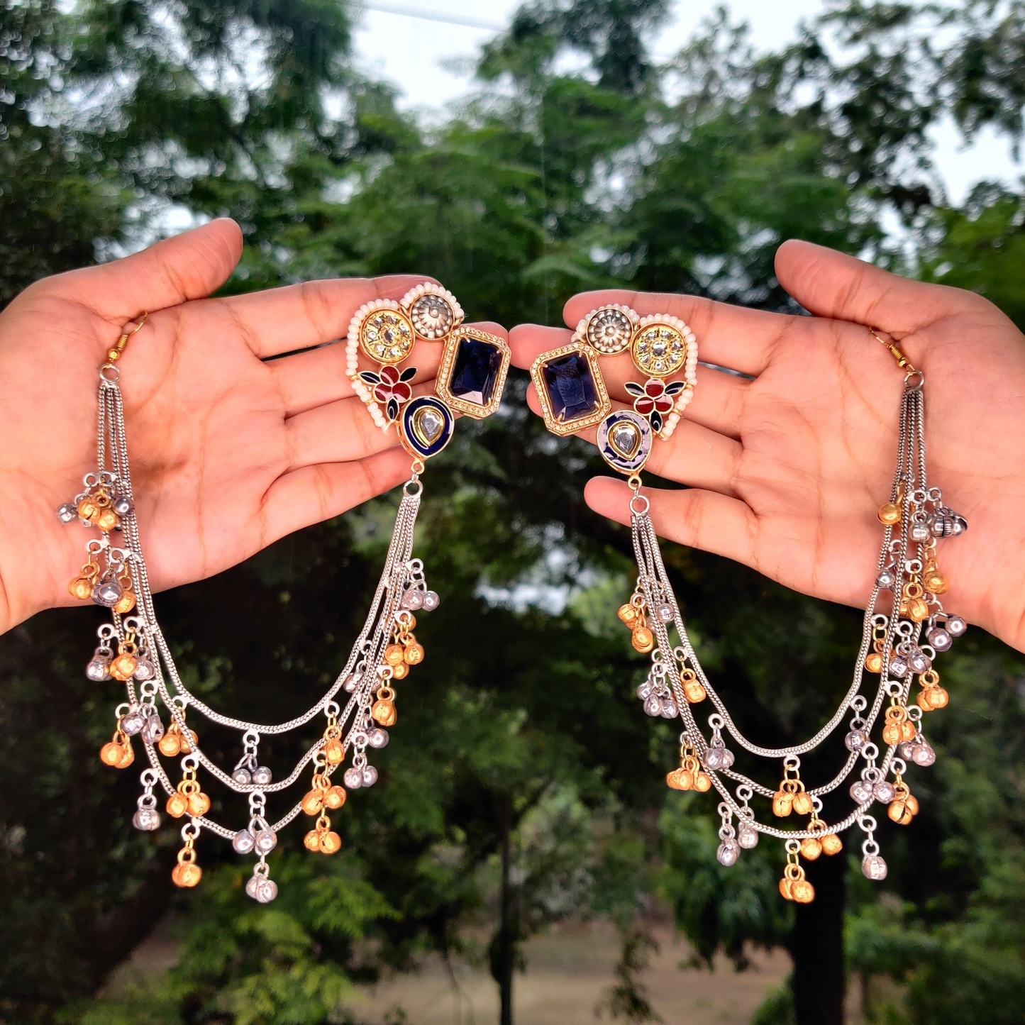 Dual-tone Kashmiri Jharokha Earrings
