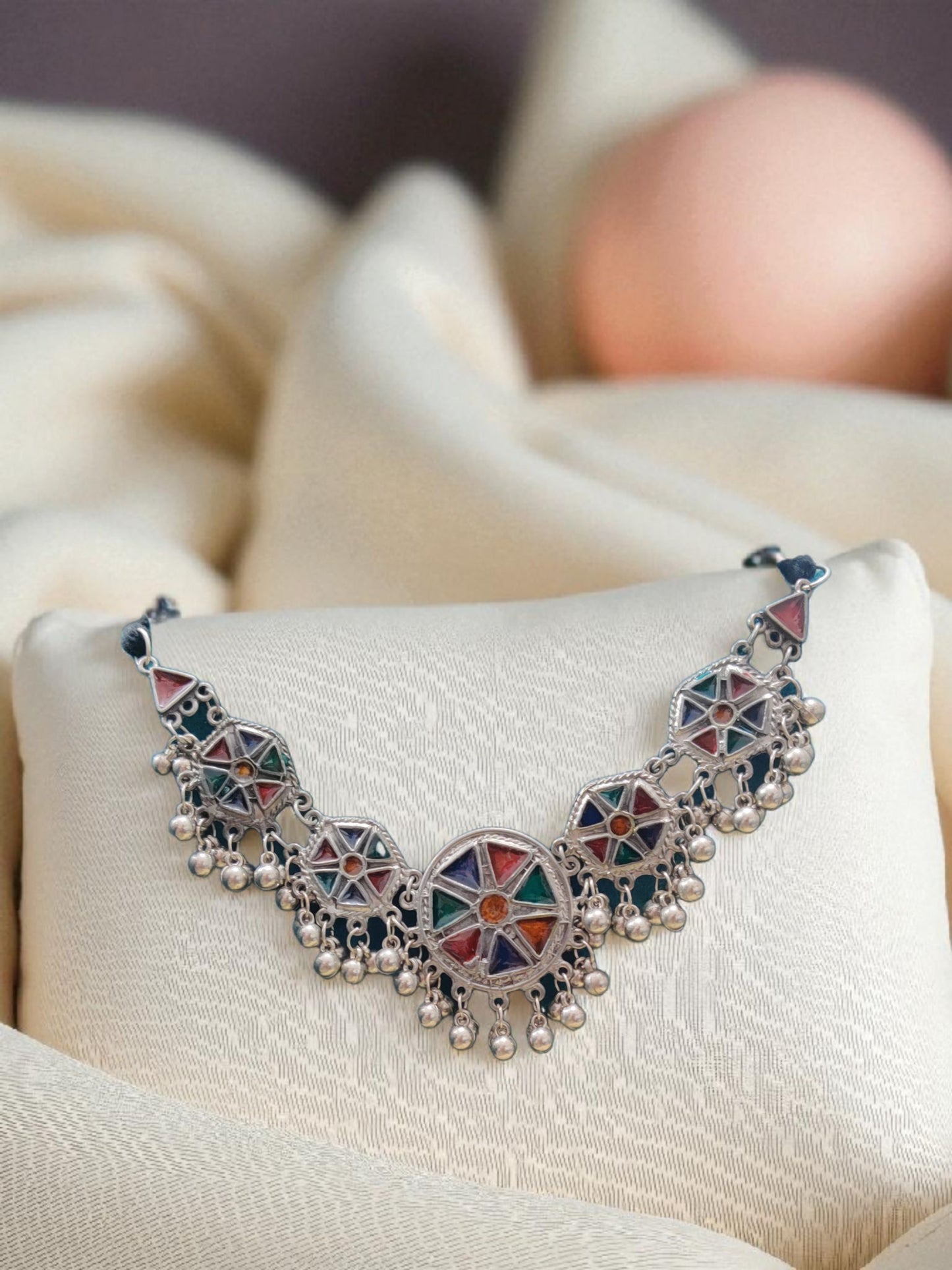 Navratna Oxidized Choker Set