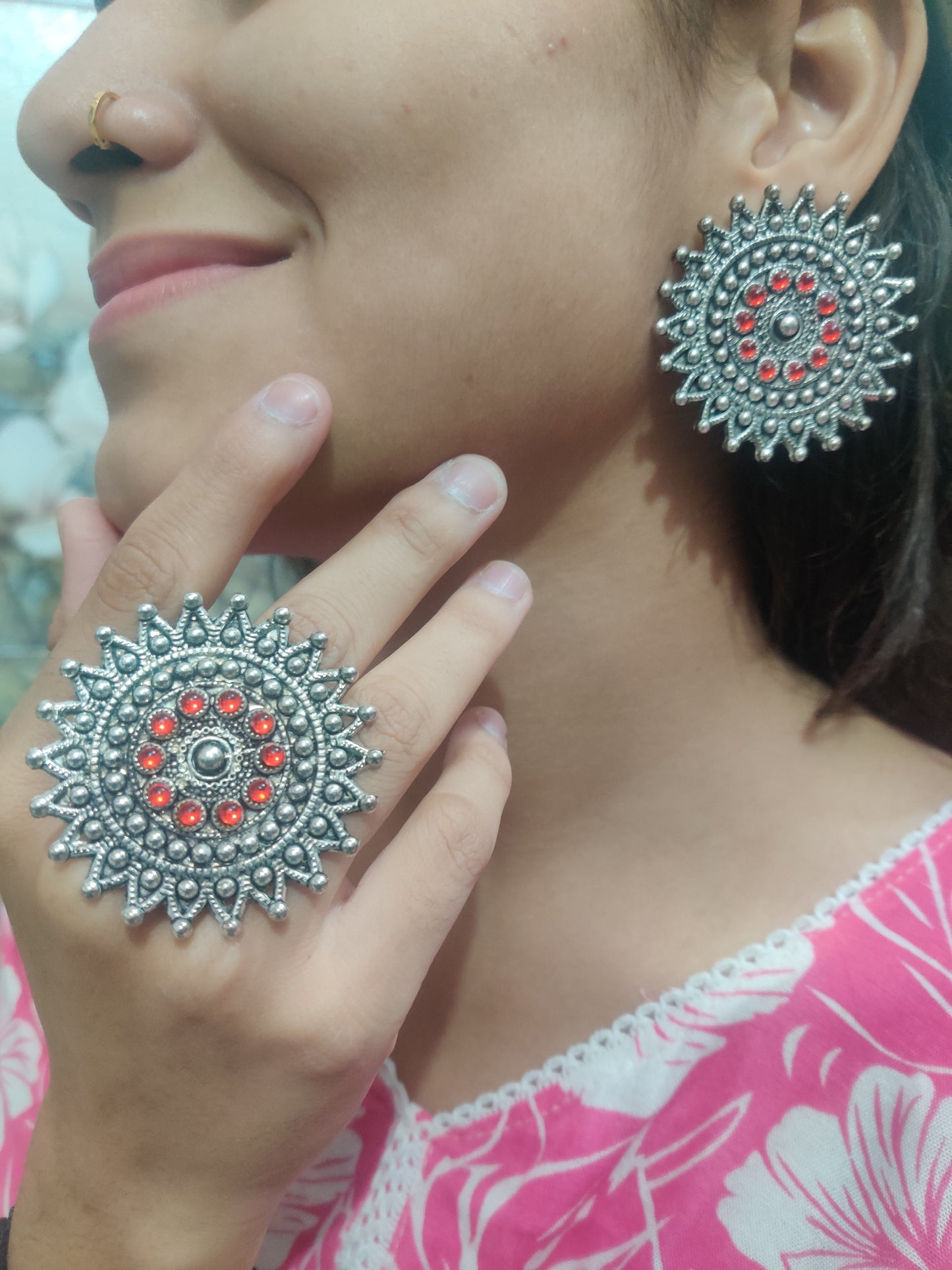 Navrang Chakra Oxidized Set