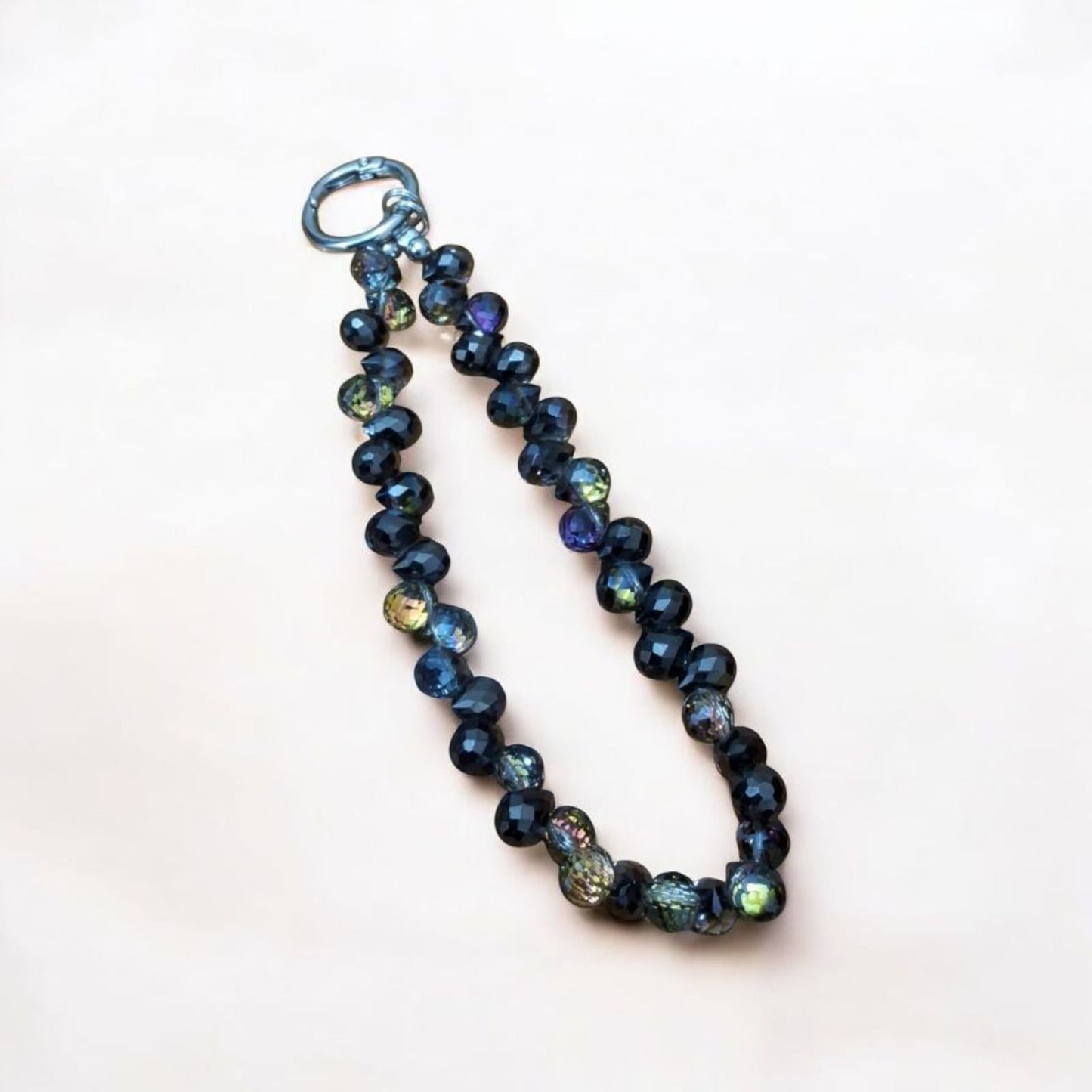 Elegant Midnight Crystal Phone Charm