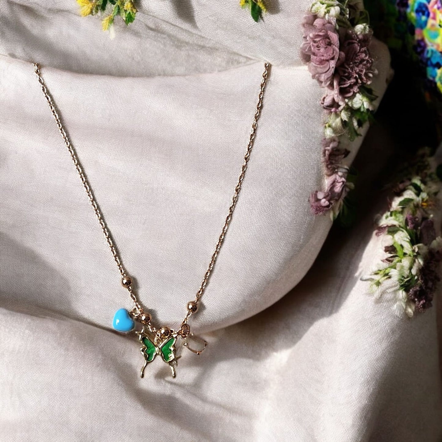 Butterfly Charm Pendant Necklace