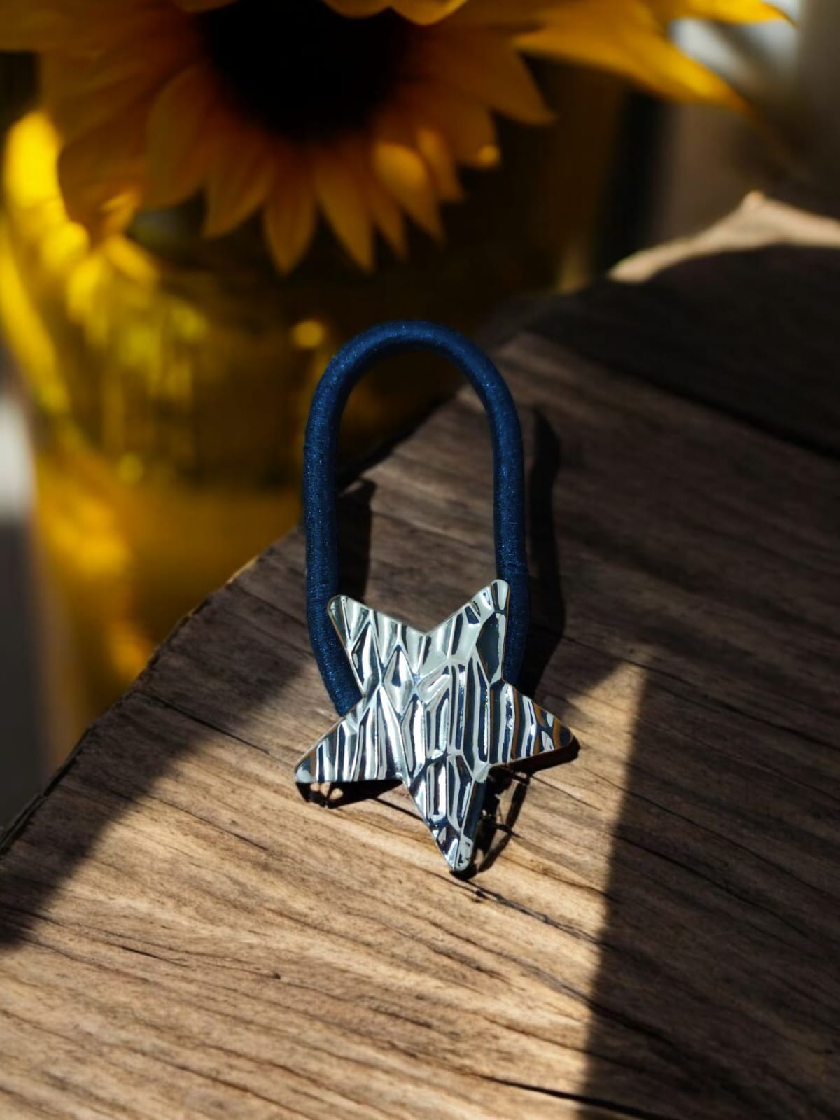 Shimmering Star Hair Tie with Textured Finish