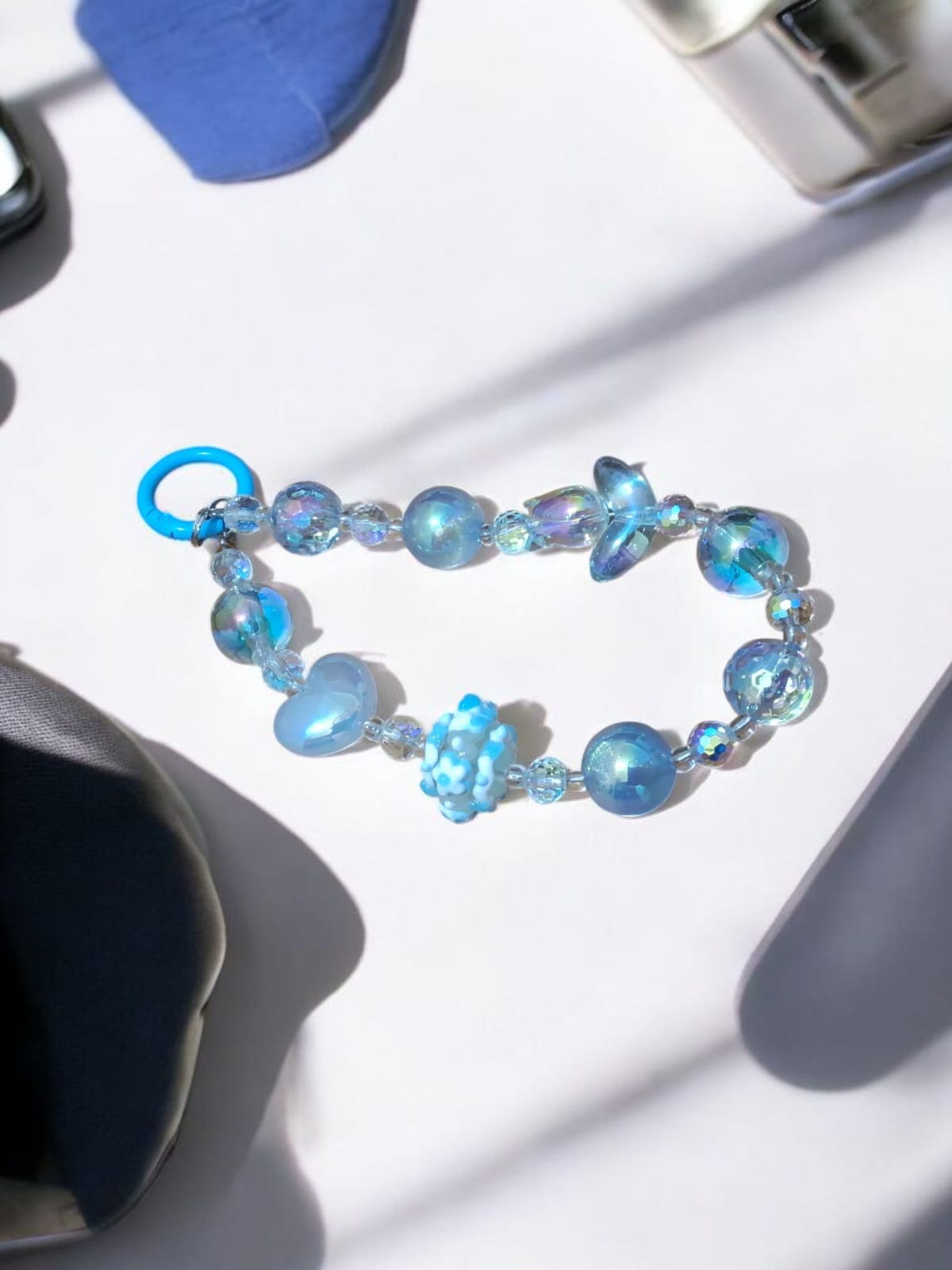 Ocean Blue Beaded Phone Chain