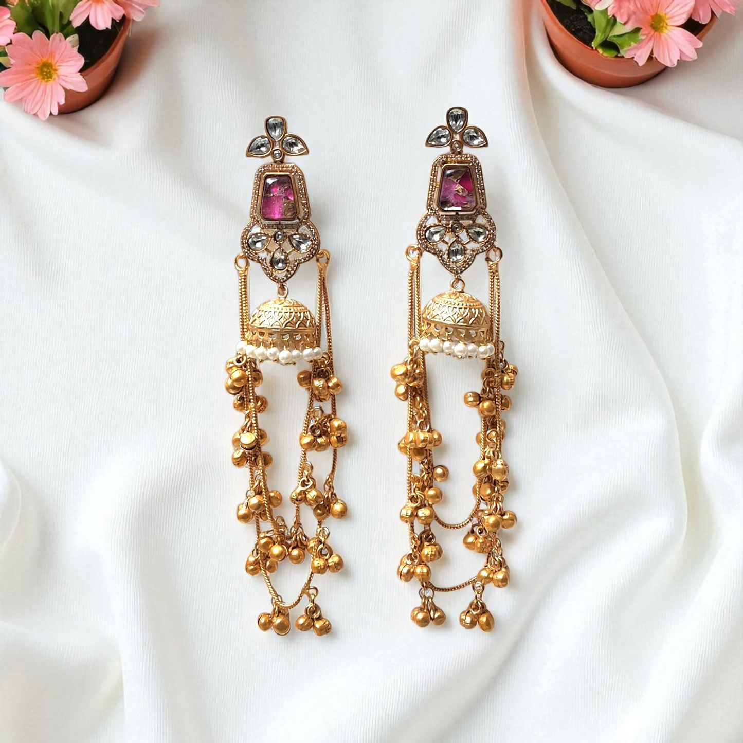 Royal Raani Kundan Kashmiri Jhumka Earrings