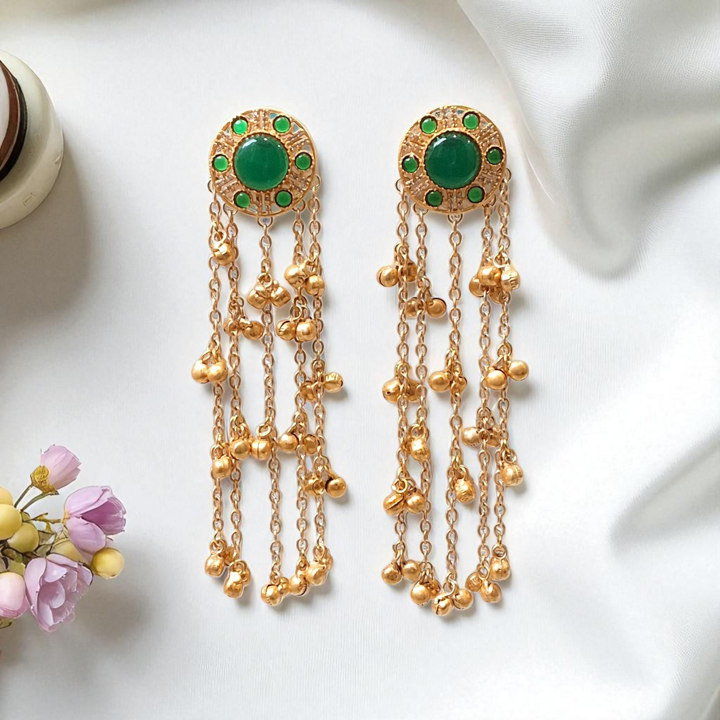 Rudra Gold Kashmiri Ghungroo Earrings