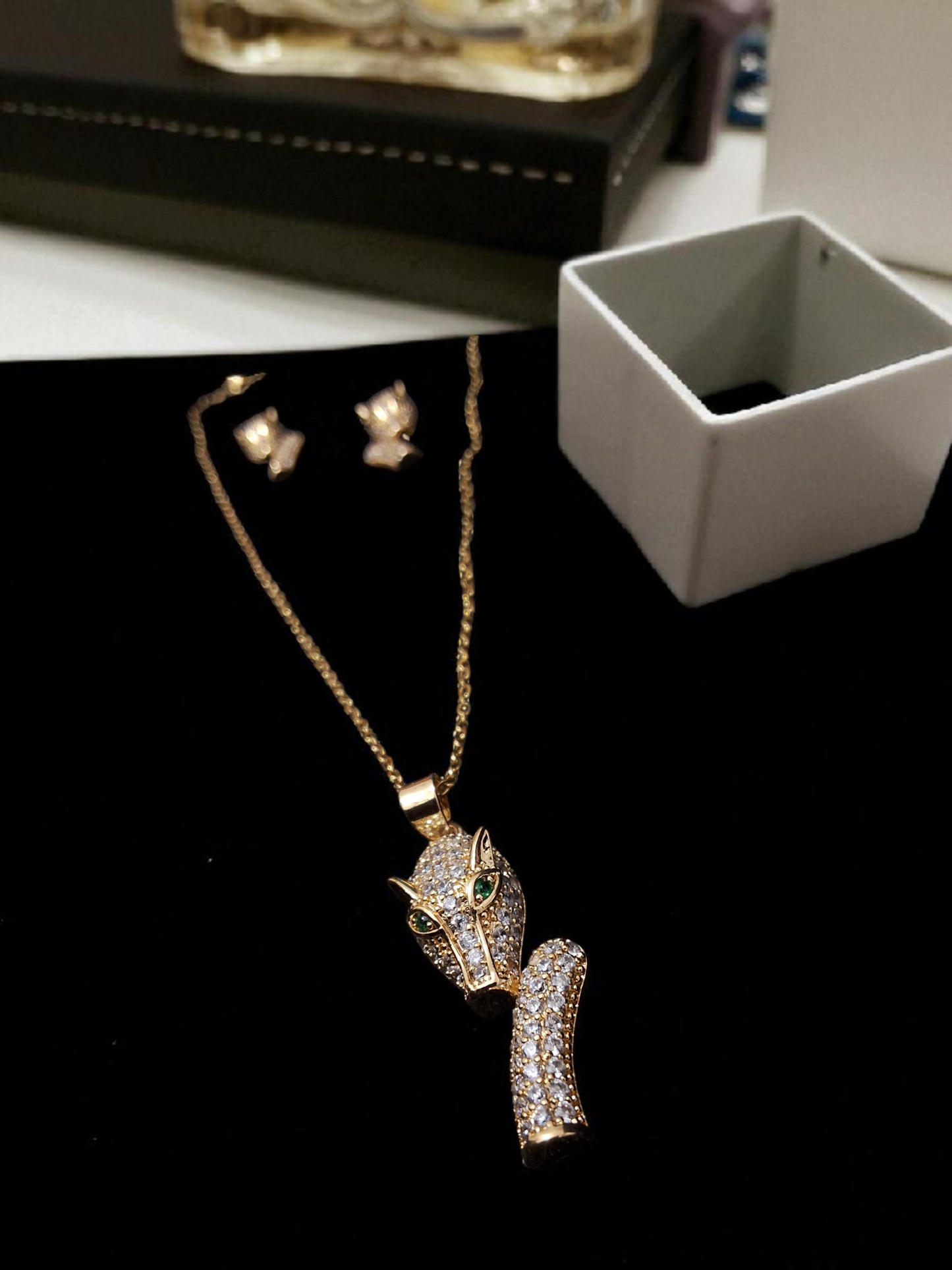 Golden Panther Pendant Necklace