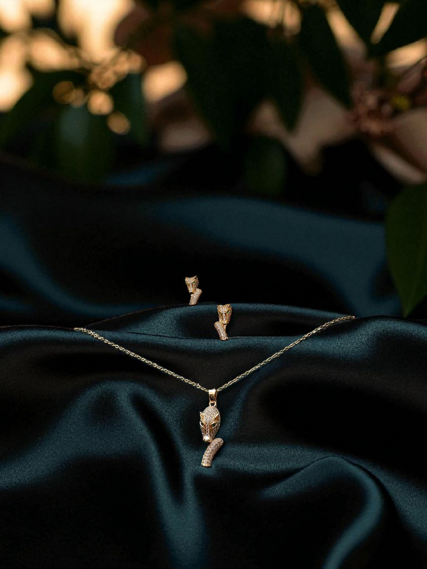 Golden Panther Pendant Necklace