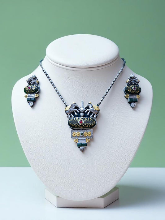 Divine Heritage Oxidized Necklace Set