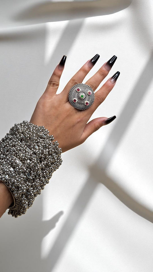 Regal Chakra Oxidized Ring