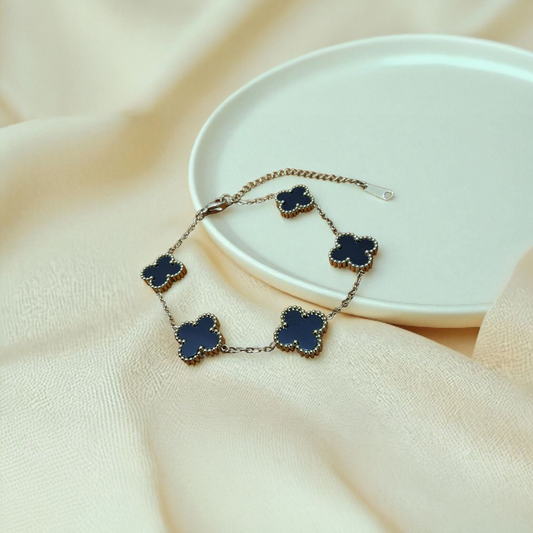 Midnight Clover Charm Bracelet