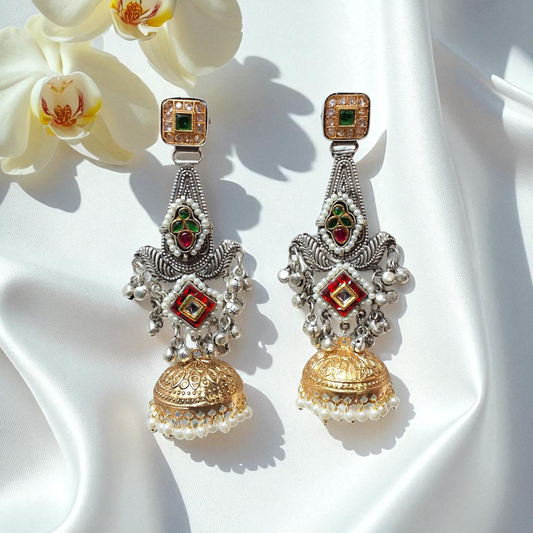 Devika Dual-Tone Kashmiri Jhumka Earrings
