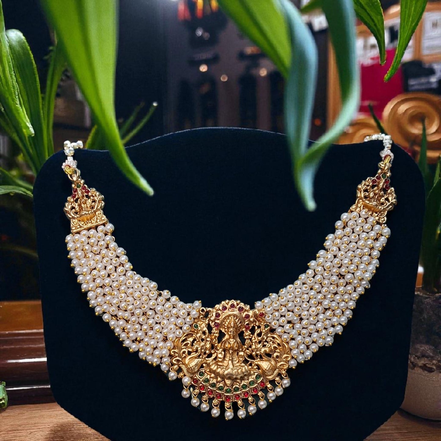 Lakshmi Pearl Temple Choker Set.