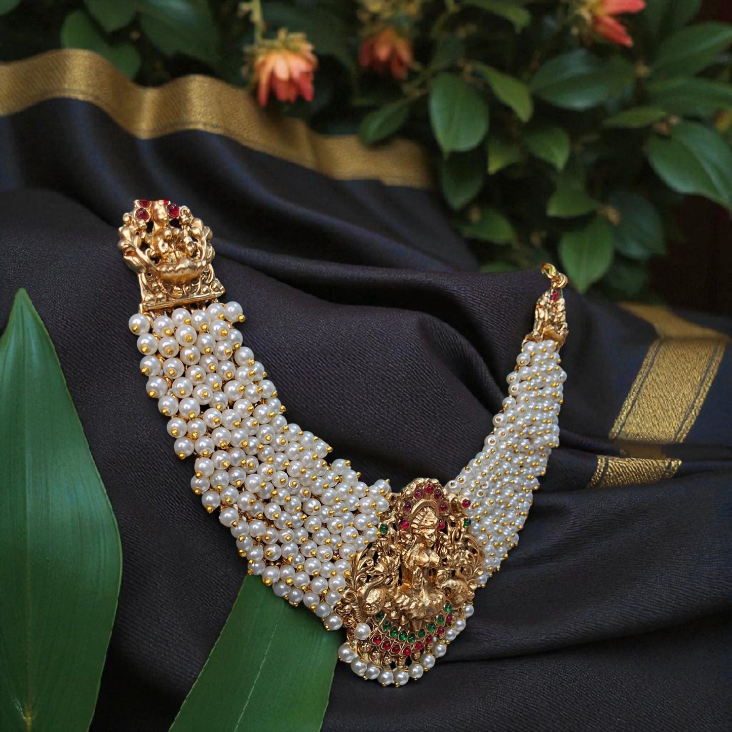 Lakshmi Pearl Temple Choker Set.