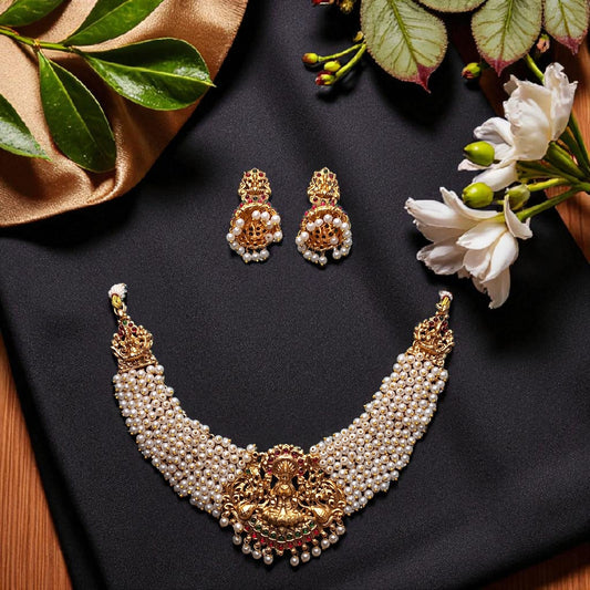 Lakshmi Pearl Temple Choker Set.