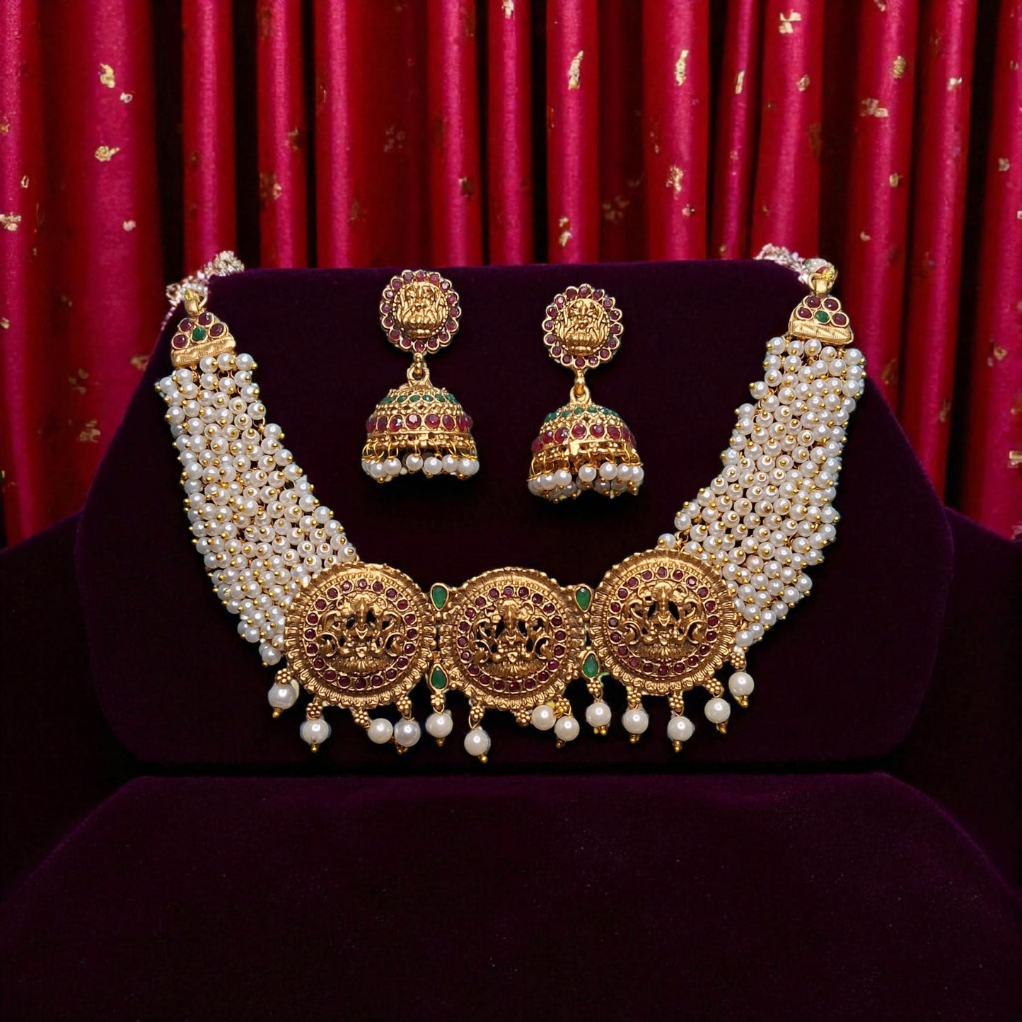 Devyani Pearl Temple Choker Set