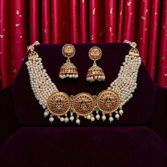 Devyani Pearl Temple Choker Set
