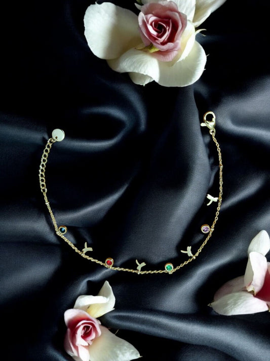 Dragonfly Charm Bracelet with Colorful Stones – Anti-Tarnish Beauty