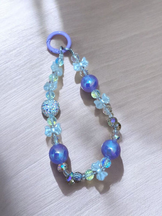 Elegant Blue Butterfly Phone Charm Chain