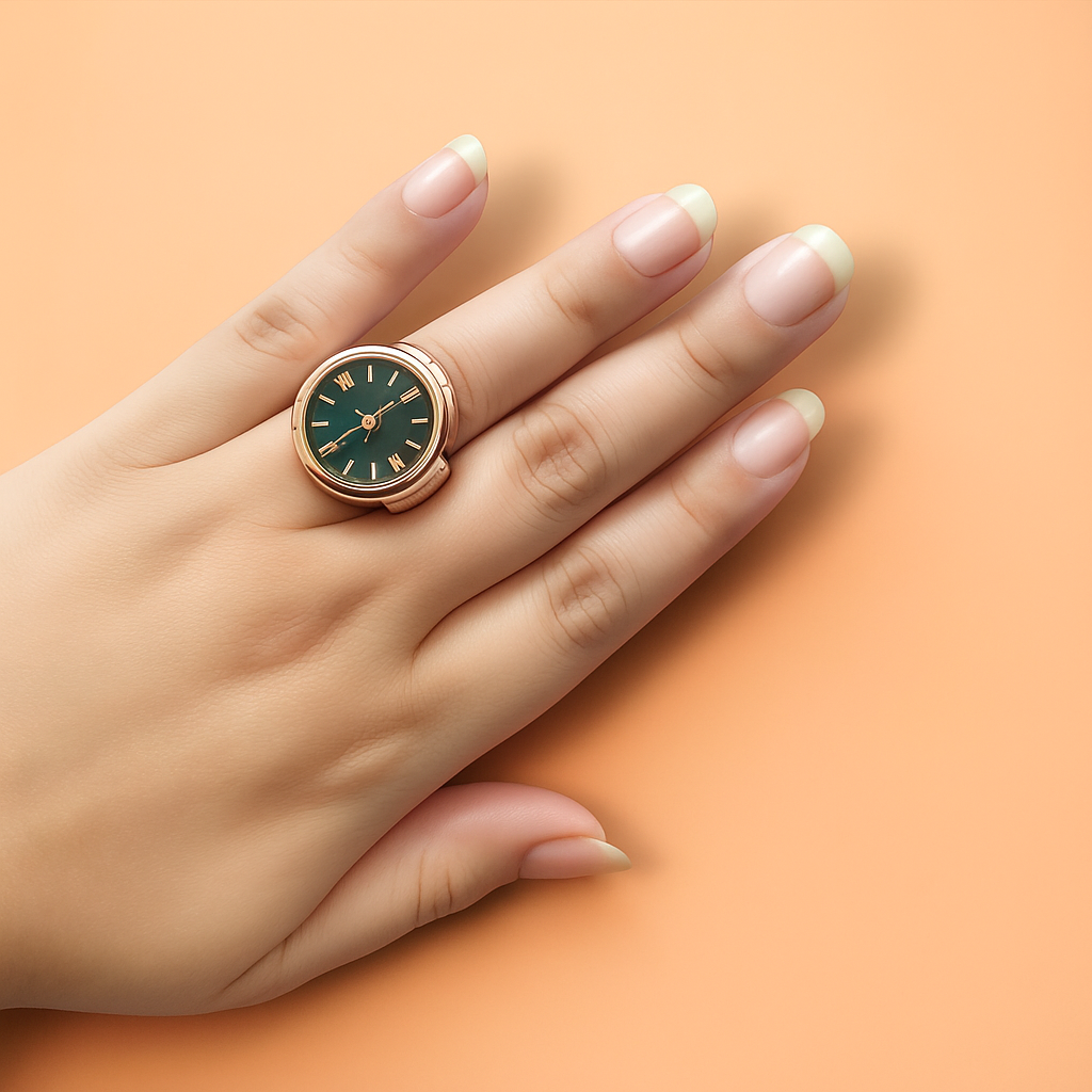 Luxury Gold Ring Watch with Roman Dial – Timeless Elegance