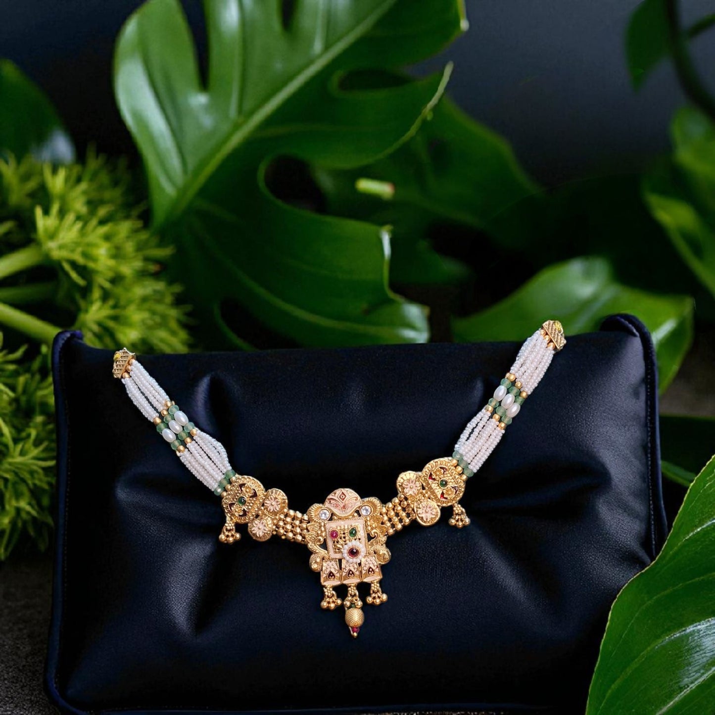 Ameyra Temple Pearl Choker Set