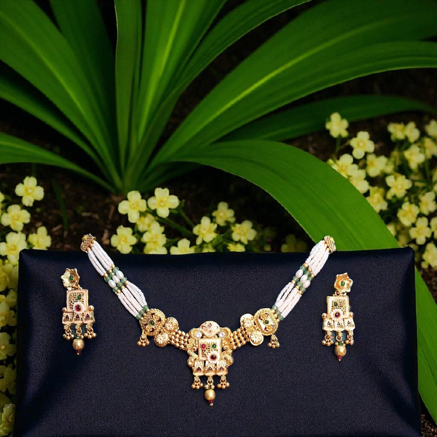 Ameyra Temple Pearl Choker Set