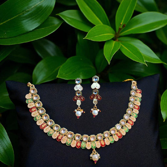 Aaranya Enamel Blossom Choker Set