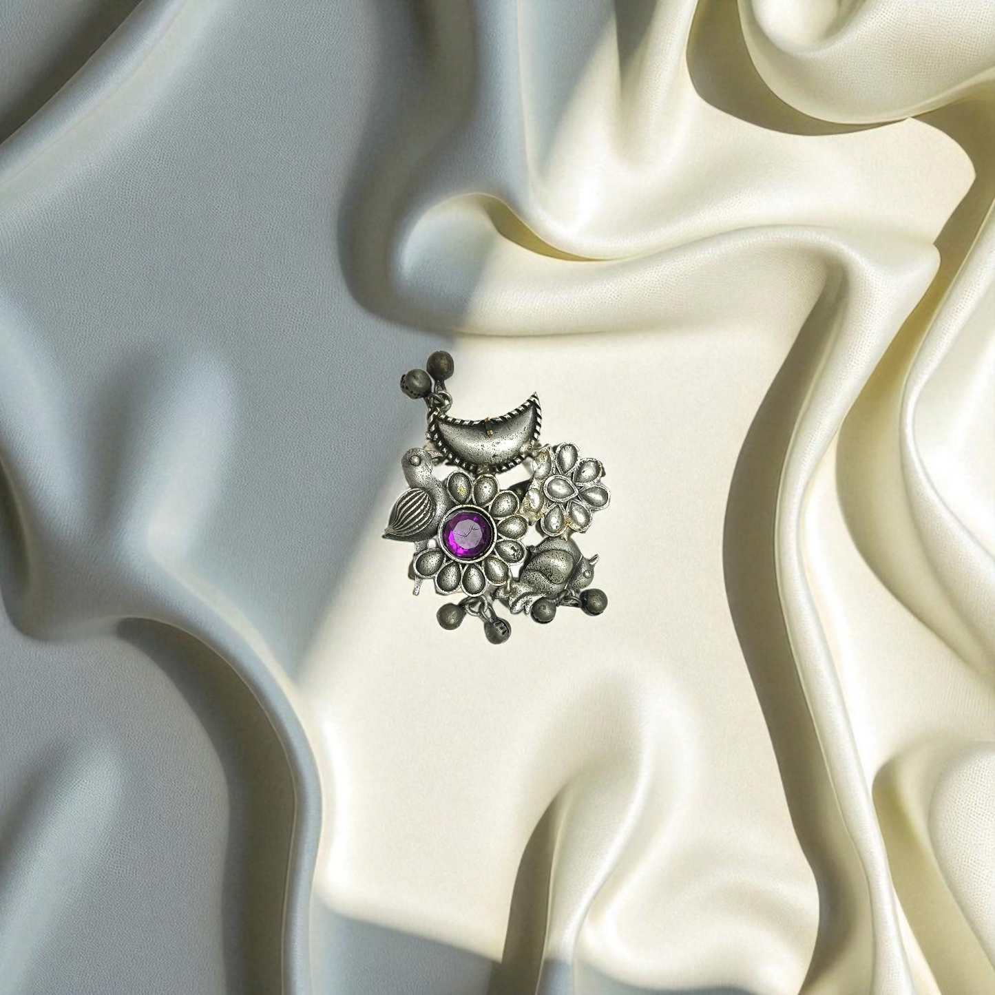 Chandini Bloom Oxidized Ring