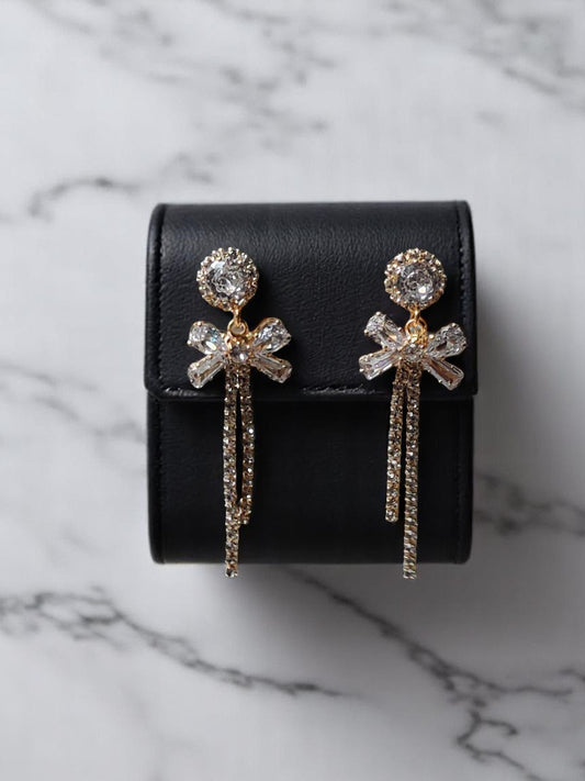 Starluxe Crystal Bow Drop Earrings