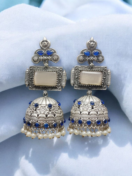 Royal Sapphire Oxidized Jhumka