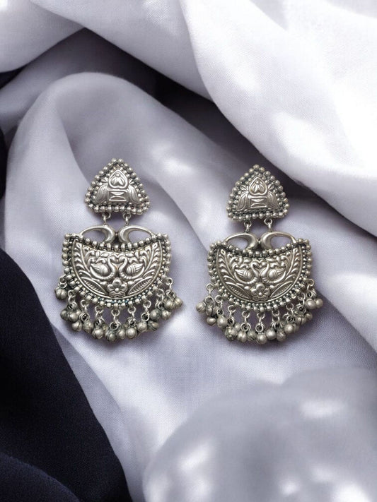 Tribal Bloom Oxidized Jhumka