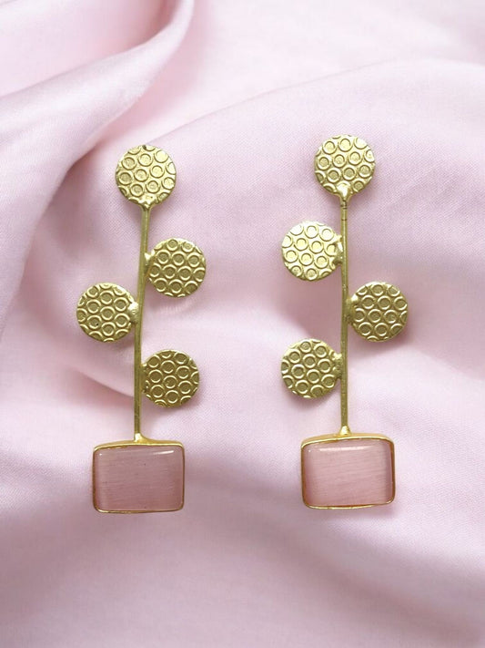 Blush Aura Honeycomb Drop Earrings