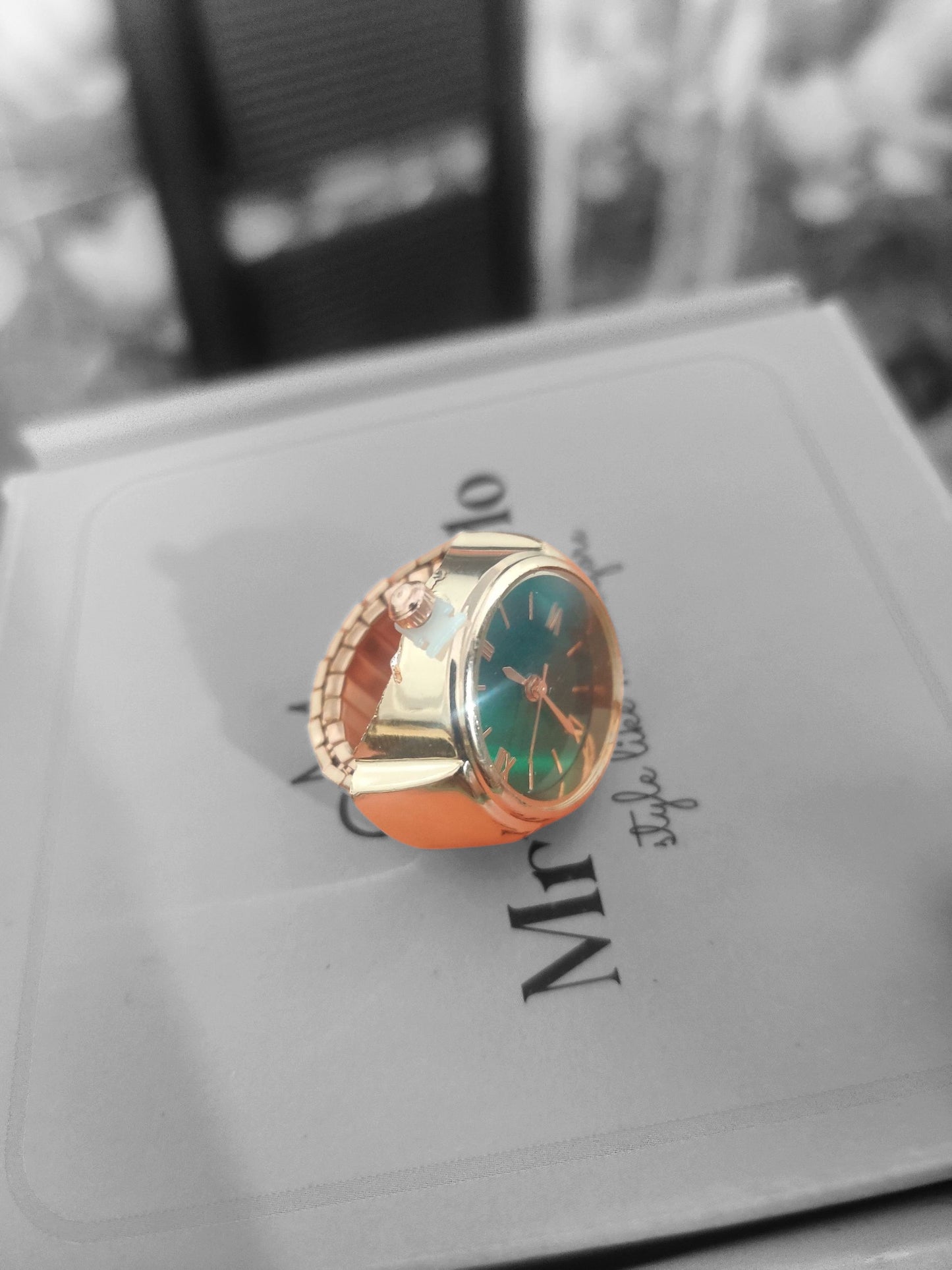 Luxury Gold Ring Watch with Roman Dial – Timeless Elegance