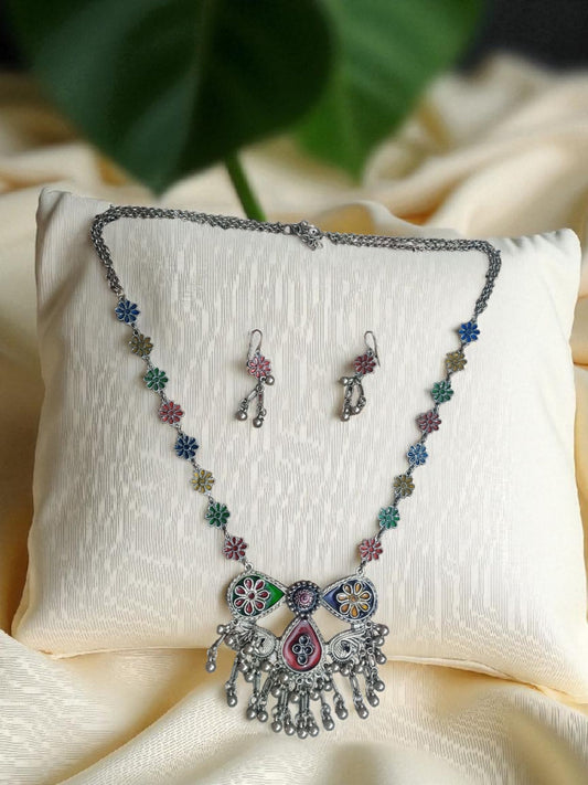 Phoolwari Festive Oxidized Set