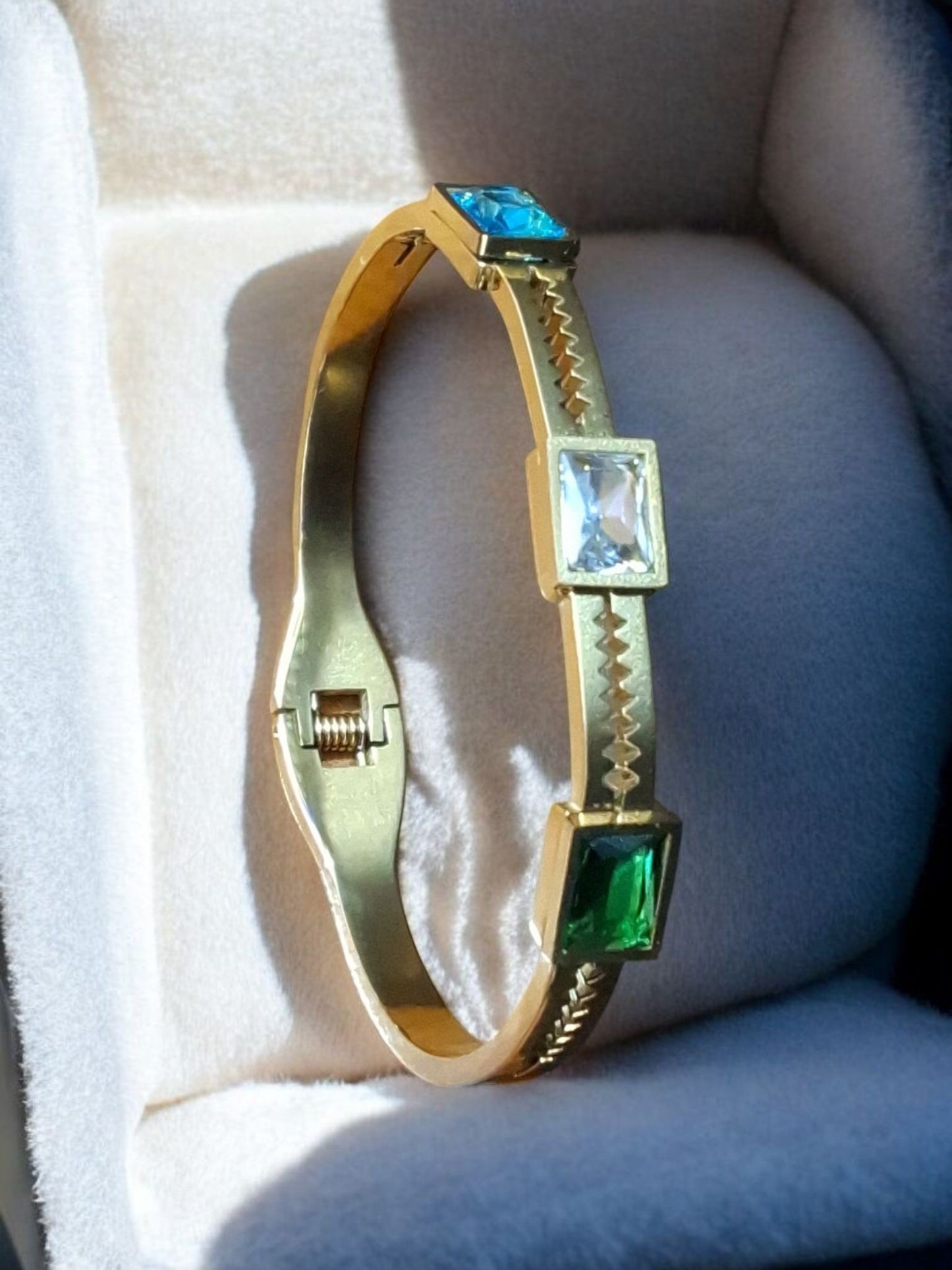 Vibrant Square Stone Anti-Tarnish Bangle