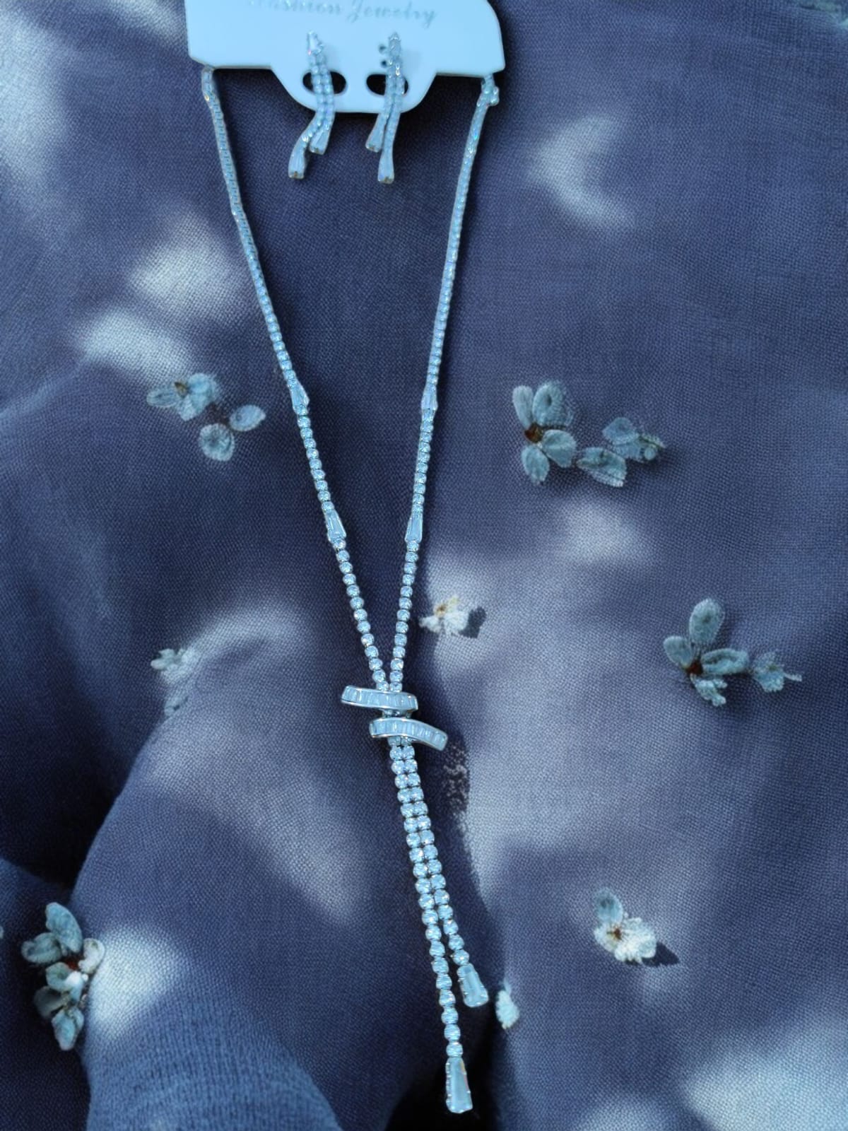 Elegant Silver Drop Necklace & Twisted Earring Set