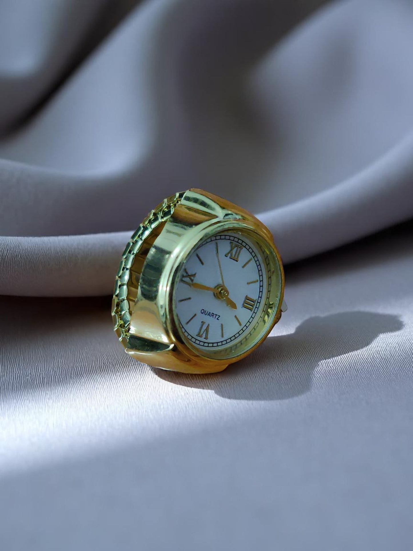 Luxury Gold Ring Watch with Roman Dial – Timeless Elegance