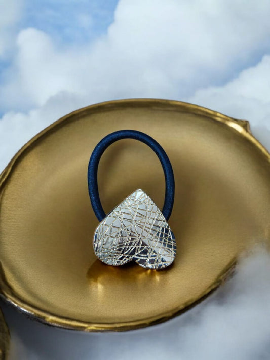 Elegant Heart Hair Tie with Gold Detailing