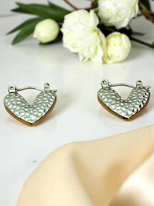 Textured Heart Hoop Earrings