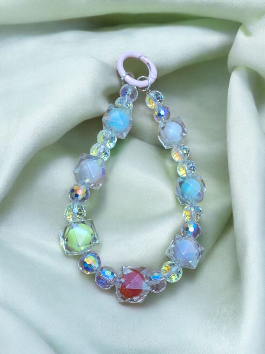 Iridescent Geometric Bead Phone Charm