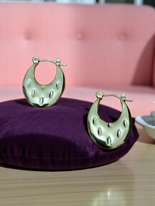 Moon-Drop Textured Hoop Earrings