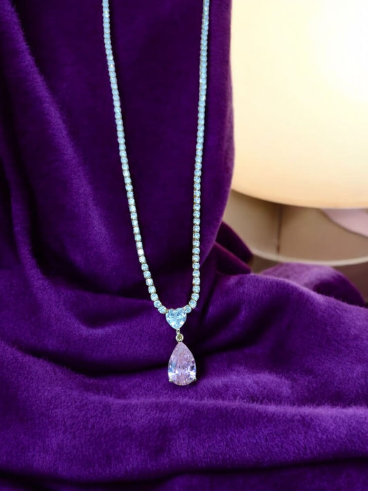 Graceful Pink Teardrop Pendant Necklace