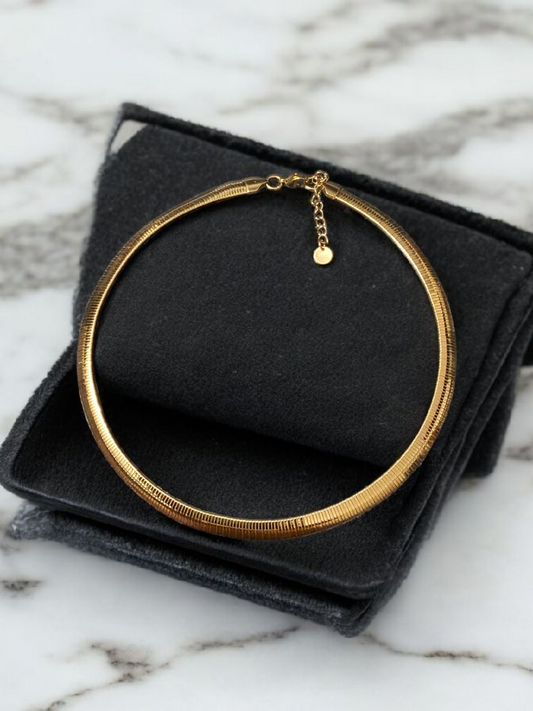 Sleek Silver Snake Collar Necklace