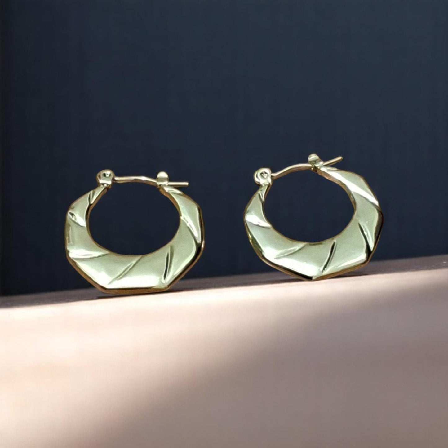 Twist Edge Bold Hoop Earrings