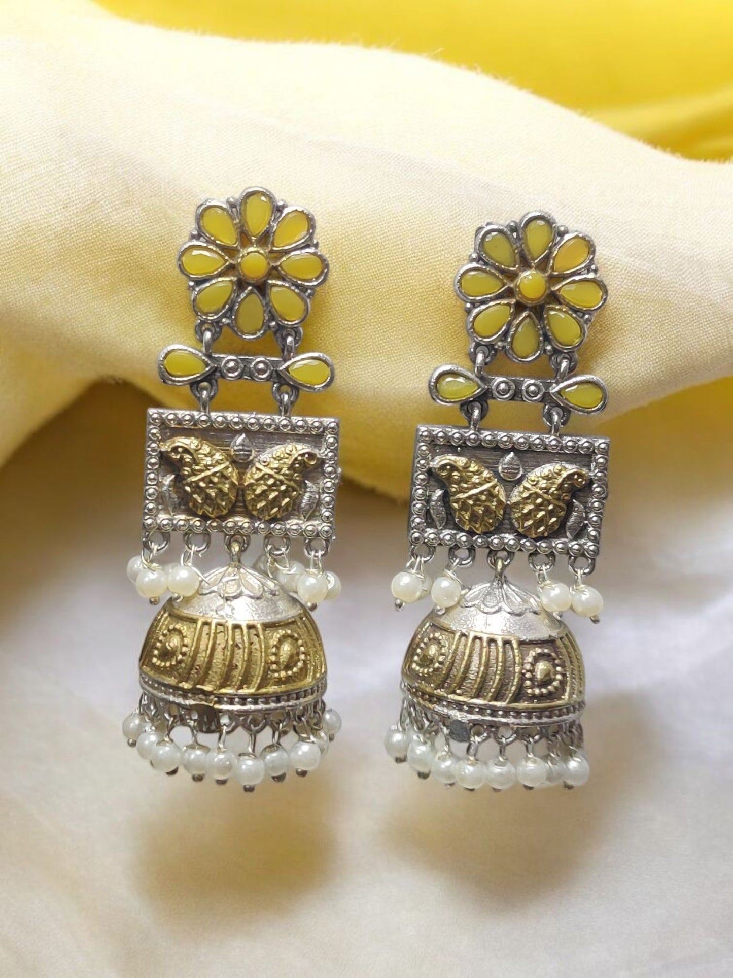 Sunflare Blossom Jhumka Earrings
